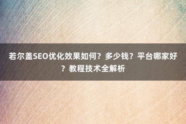 若尔盖SEO优化效果如何？多少钱？平台哪家好？教程技术全解析