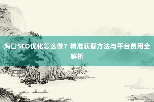海口SEO优化怎么做？精准获客方法与平台费用全解析