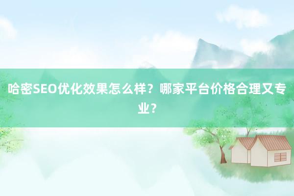 哈密SEO优化效果怎么样？哪家平台价格合理又专业？