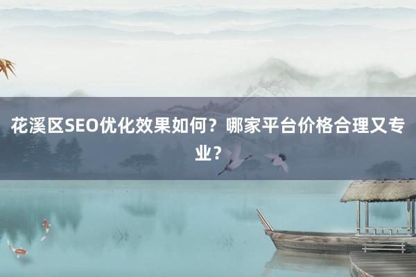花溪区SEO优化效果如何？哪家平台价格合理又专业？