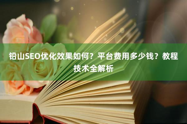铅山SEO优化效果如何？平台费用多少钱？教程技术全解析
