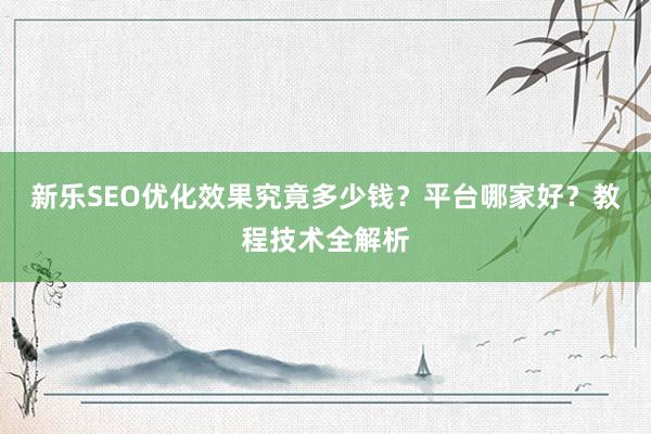 新乐SEO优化效果究竟多少钱？平台哪家好？教程技术全解析