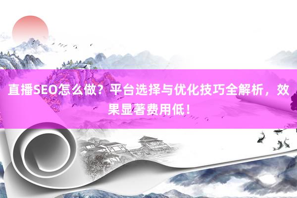 直播SEO怎么做？平台选择与优化技巧全解析，效果显著费用低！