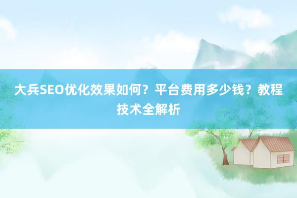 大兵SEO优化效果如何？平台费用多少钱？教程技术全解析