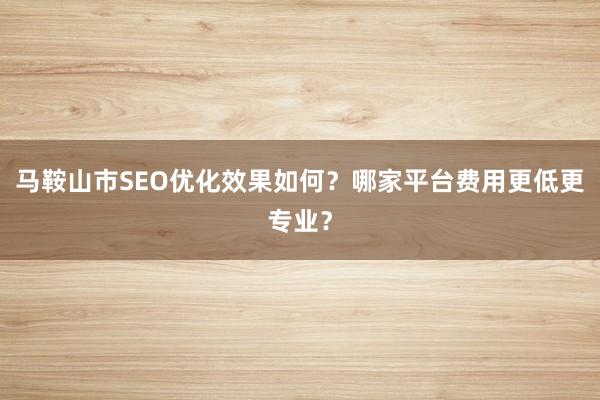 马鞍山市SEO优化效果如何？哪家平台费用更低更专业？