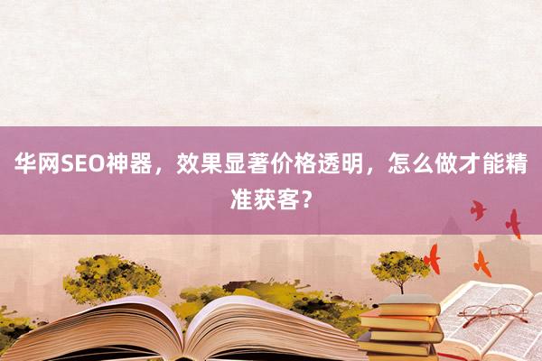 华网SEO神器，效果显著价格透明，怎么做才能精准获客？