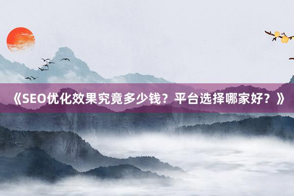 《SEO优化效果究竟多少钱？平台选择哪家好？》