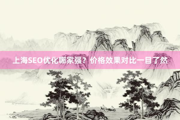 上海SEO优化哪家强？价格效果对比一目了然