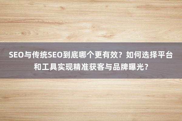 SEO与传统SEO到底哪个更有效？如何选择平台和工具实现精准获客与品牌曝光？