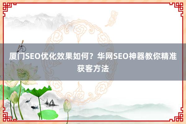 厦门SEO优化效果如何？华网SEO神器教你精准获客方法
