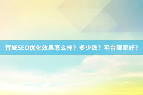 宜城SEO优化效果怎么样？多少钱？平台哪家好？