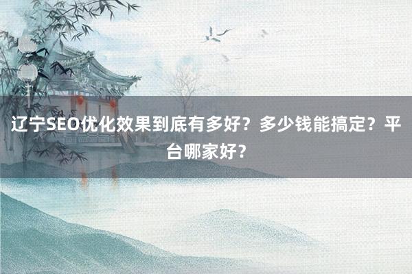 辽宁SEO优化效果到底有多好？多少钱能搞定？平台哪家好？