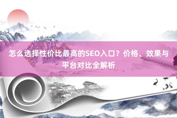 怎么选择性价比最高的SEO入口？价格、效果与平台对比全解析
