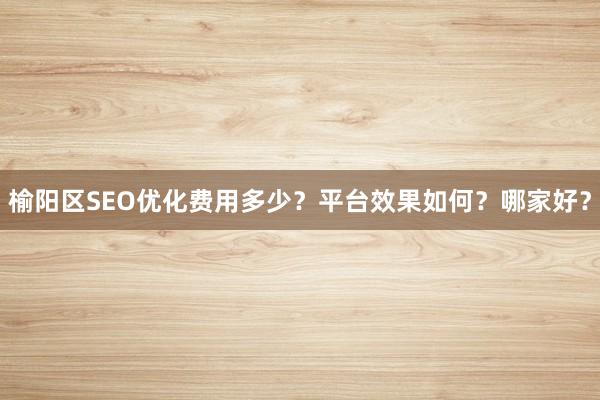 榆阳区SEO优化费用多少？平台效果如何？哪家好？