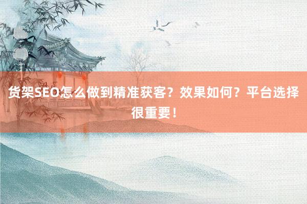 货架SEO怎么做到精准获客？效果如何？平台选择很重要！