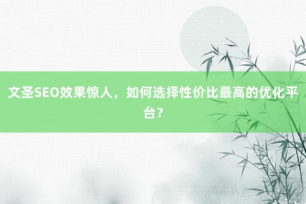 文圣SEO效果惊人，如何选择性价比最高的优化平台？