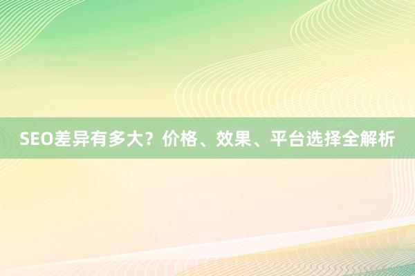 SEO差异有多大？价格、效果、平台选择全解析
