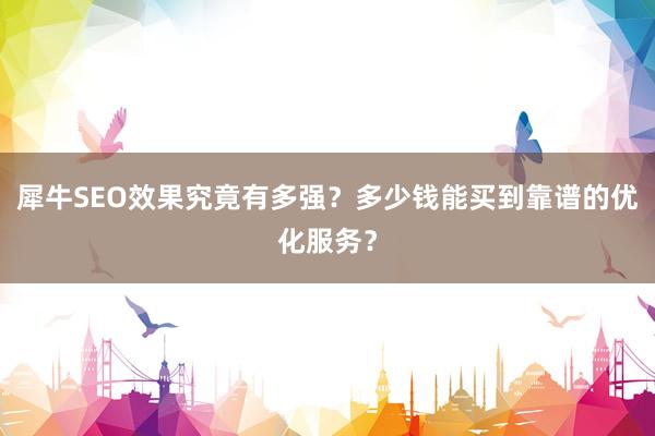 犀牛SEO效果究竟有多强？多少钱能买到靠谱的优化服务？