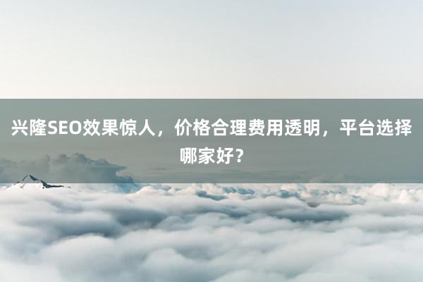 兴隆SEO效果惊人，价格合理费用透明，平台选择哪家好？
