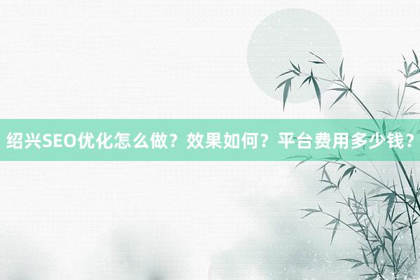 绍兴SEO优化怎么做？效果如何？平台费用多少钱？