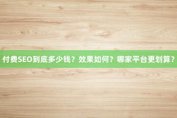 付费SEO到底多少钱？效果如何？哪家平台更划算？
