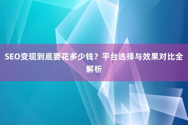 SEO变现到底要花多少钱？平台选择与效果对比全解析