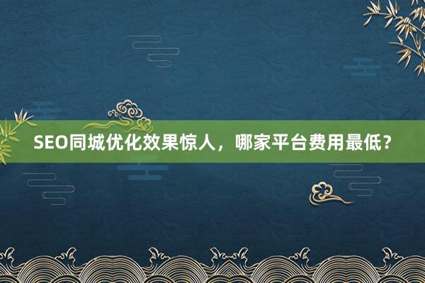 SEO同城优化效果惊人，哪家平台费用最低？