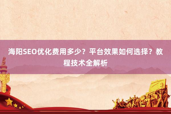 海阳SEO优化费用多少？平台效果如何选择？教程技术全解析