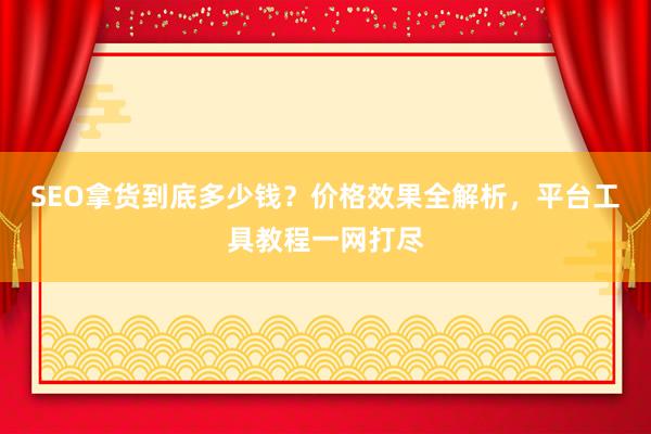 SEO拿货到底多少钱？价格效果全解析，平台工具教程一网打尽