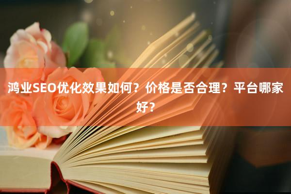 鸿业SEO优化效果如何？价格是否合理？平台哪家好？