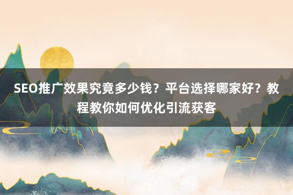 SEO推广效果究竟多少钱？平台选择哪家好？教程教你如何优化引流获客
