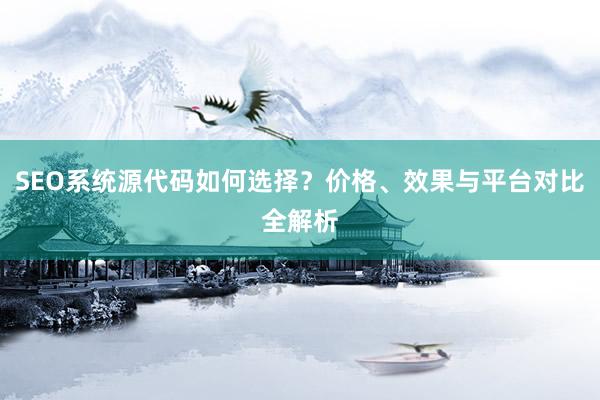 SEO系统源代码如何选择？价格、效果与平台对比全解析