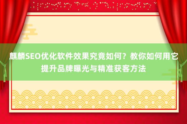 麒麟SEO优化软件效果究竟如何？教你如何用它提升品牌曝光与精准获客方法