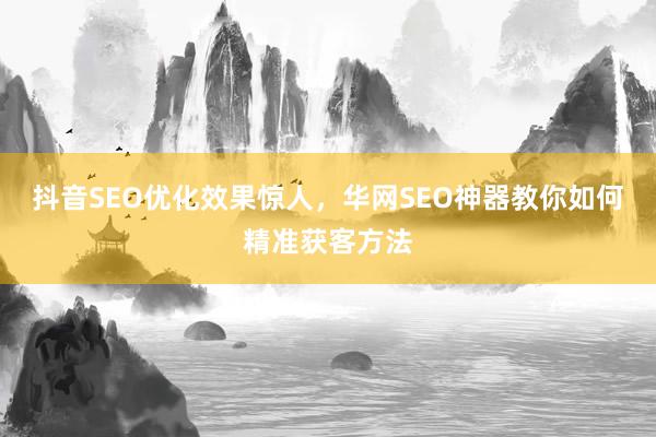 抖音SEO优化效果惊人，华网SEO神器教你如何精准获客方法