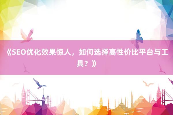 《SEO优化效果惊人，如何选择高性价比平台与工具？》
