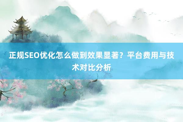 正规SEO优化怎么做到效果显著？平台费用与技术对比分析