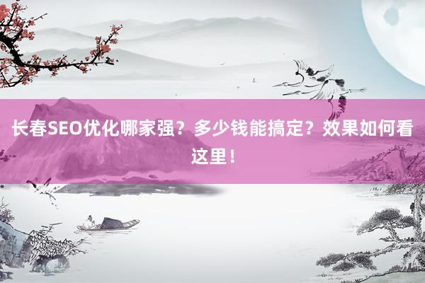 长春SEO优化哪家强？多少钱能搞定？效果如何看这里！