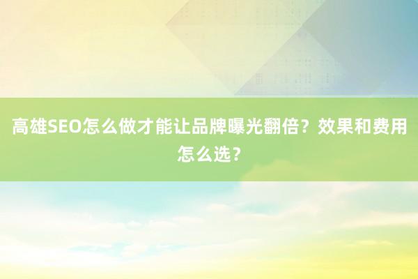 高雄SEO怎么做才能让品牌曝光翻倍？效果和费用怎么选？