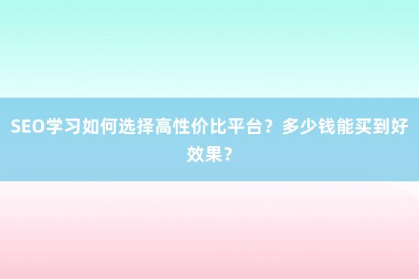 SEO学习如何选择高性价比平台？多少钱能买到好效果？