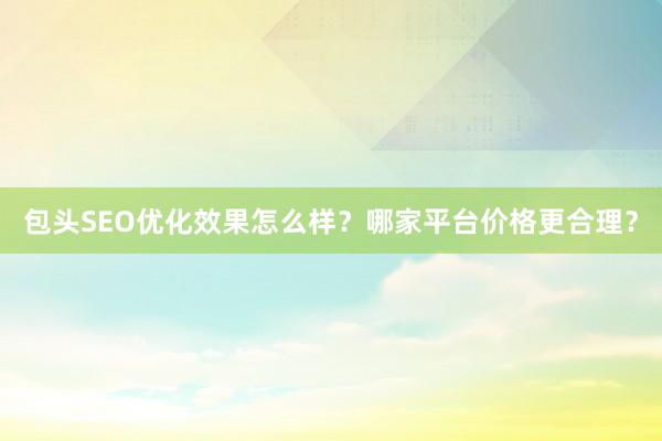 包头SEO优化效果怎么样？哪家平台价格更合理？