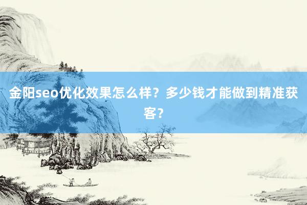 金阳seo优化效果怎么样？多少钱才能做到精准获客？