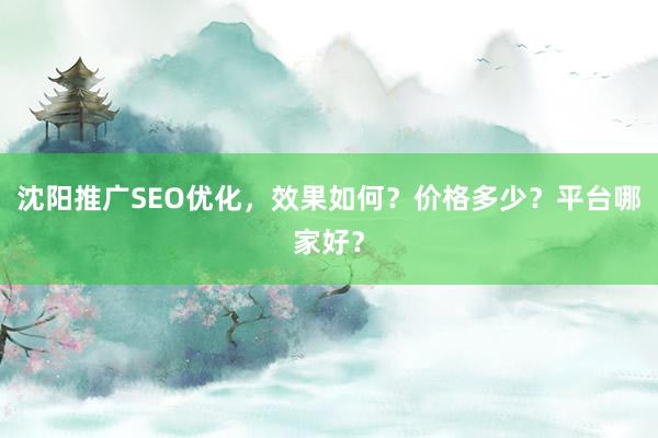 沈阳推广SEO优化，效果如何？价格多少？平台哪家好？