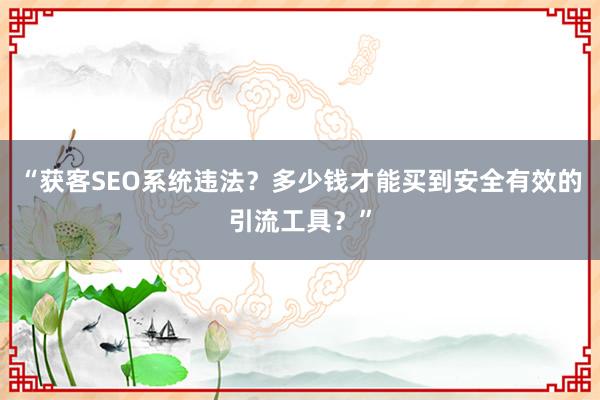“获客SEO系统违法？多少钱才能买到安全有效的引流工具？”