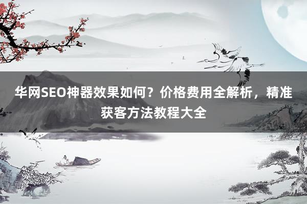 华网SEO神器效果如何？价格费用全解析，精准获客方法教程大全