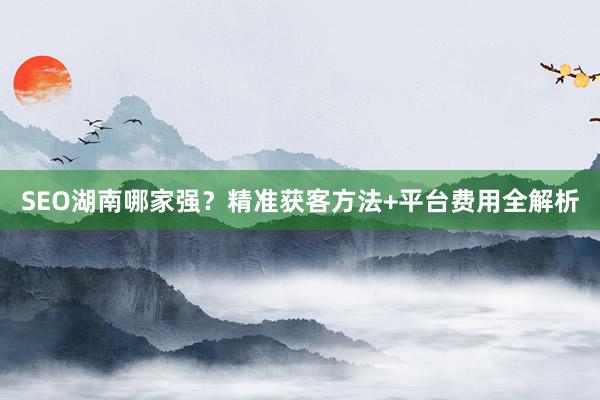 SEO湖南哪家强？精准获客方法+平台费用全解析