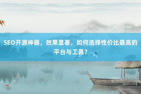 SEO开源神器，效果显著，如何选择性价比最高的平台与工具？