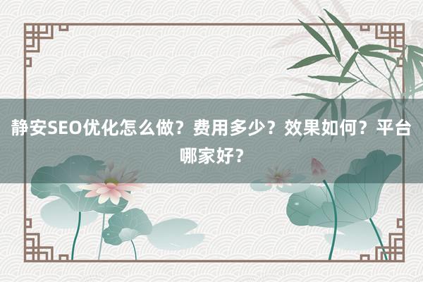 静安SEO优化怎么做？费用多少？效果如何？平台哪家好？