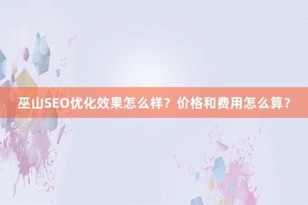 巫山SEO优化效果怎么样？价格和费用怎么算？