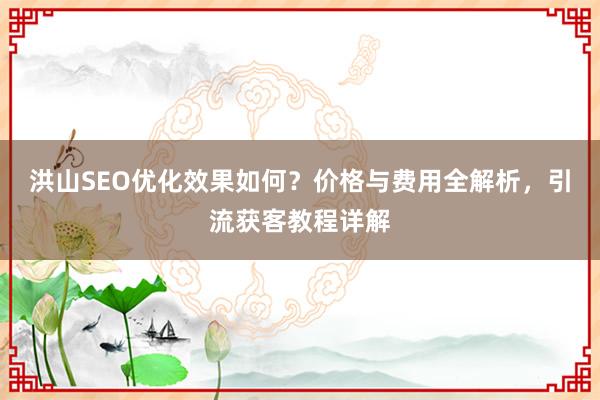 洪山SEO优化效果如何？价格与费用全解析，引流获客教程详解